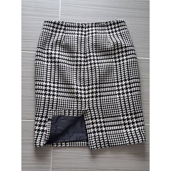 Vtg Liz Claiborne Houndstooth Black & White Pencil Skirt Size 6 Wool Blend - Picture 8 of 8